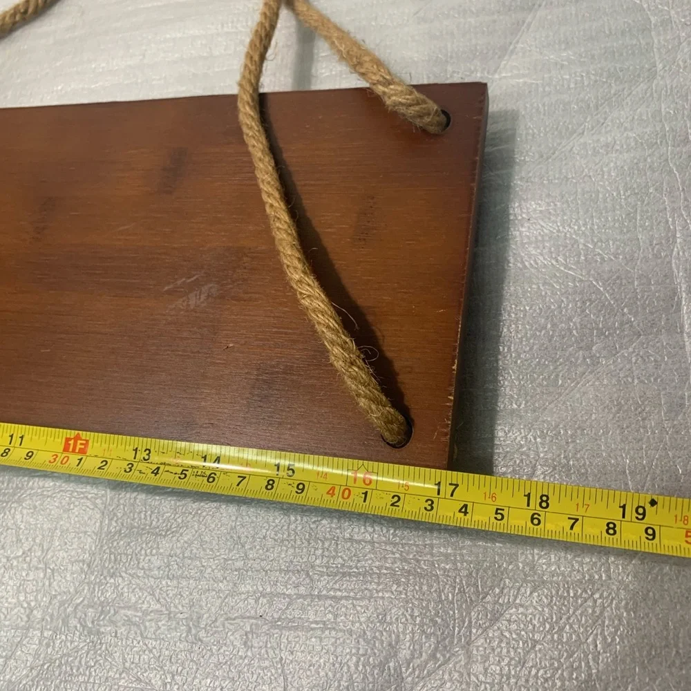 Rustic Wooden Floating Shelf 17”x6” with Adjustable Jute Rope Boho Farmhouse Dec